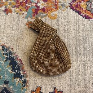 Elegant Gold Rhinestone Clutch Bucket Bag